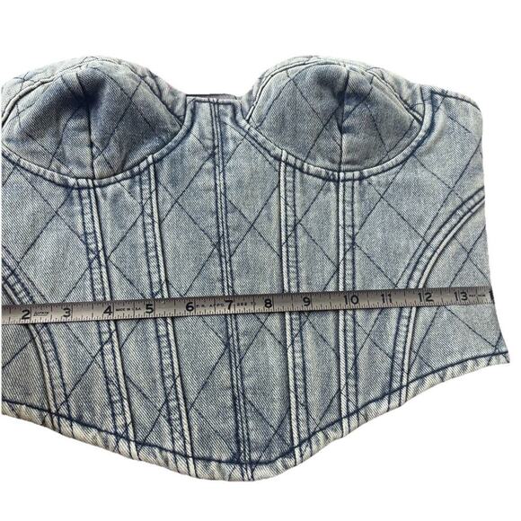 NWT Pretty Little Thing Denim acid Wash Denim Corset Bustier Crop Top Y2K Sz 4 - Picture 2 of 6